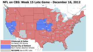 Illustration for article titled Which TV Market Is Getting Screwed This Sunday? An Analysis Of Week 15 NFL Viewing Maps